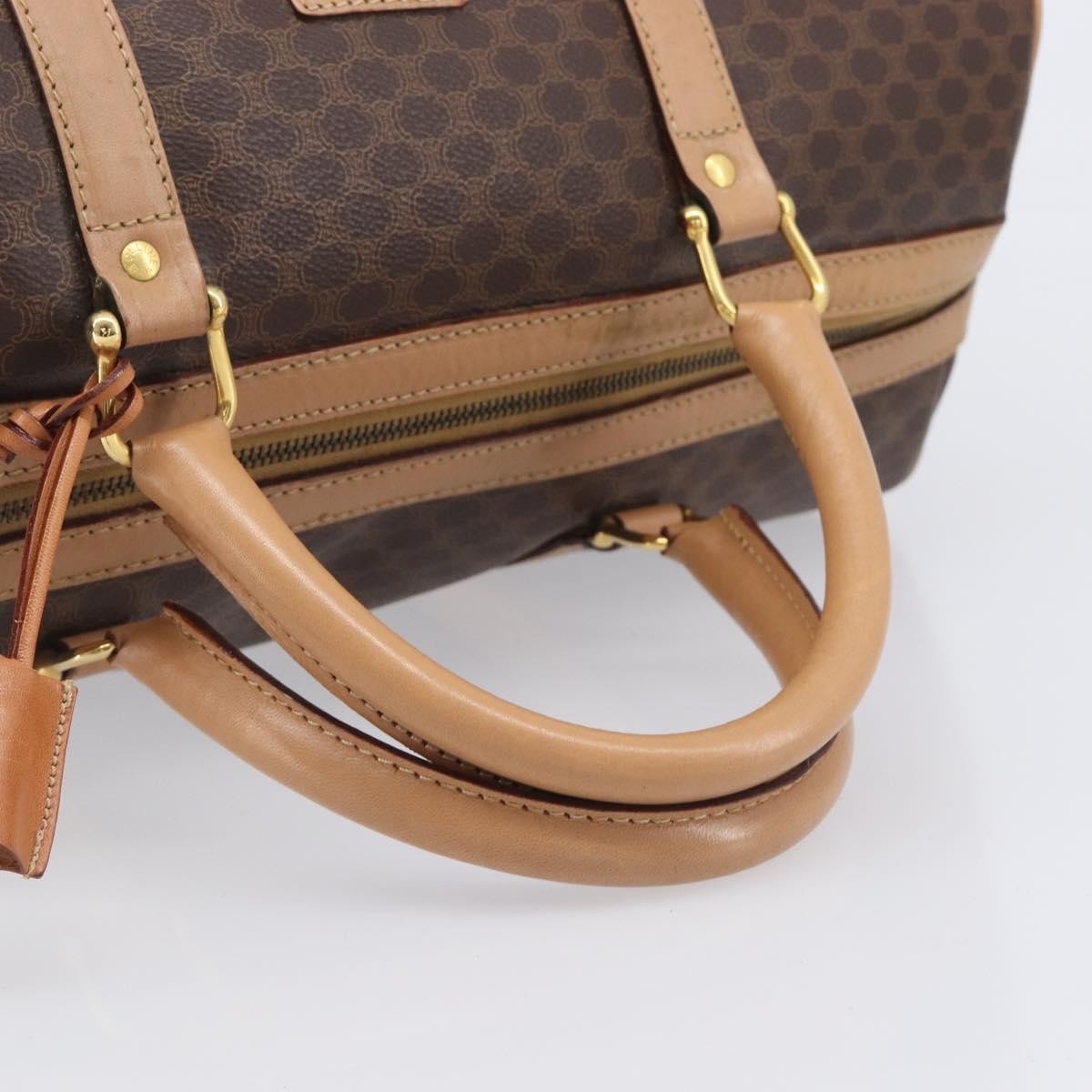 Celine Vintage Duffle Macadam Coated Canvas Brown Pvc Handbag (Pre-Owned)