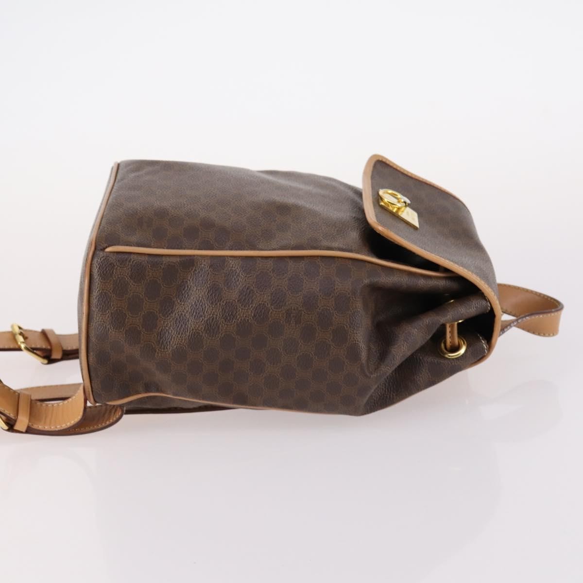 Fendi Vintage Drawstring Flap Brown Canvas Backpack Bag (Pre-Owned)