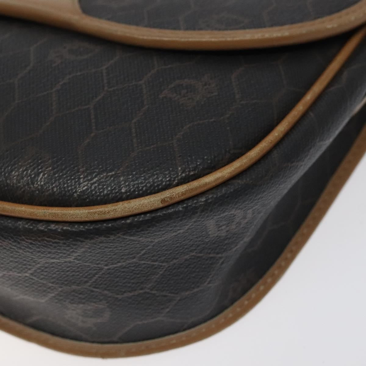 Christian Dior Vintage Honeycomb Flap Coated Canvas Black Canvas Shoulder Bag Bag (Pre-Owned)