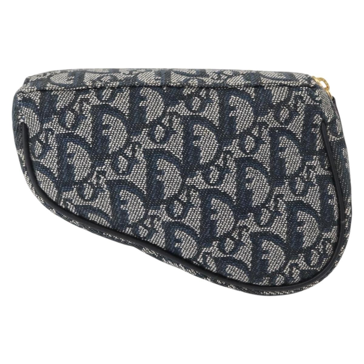 Christian Dior Saddle Zip Diorissimo Canvas Blue Canvas Clutche & Pouche Bag (Pre-Owned)