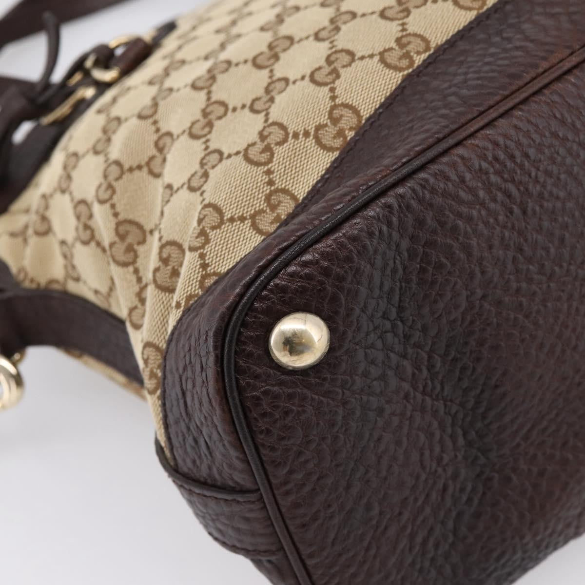 Gucci Britt Convertible Dome Satchel Gg Canvas Beige Canvas Handbag (Pre-Owned)