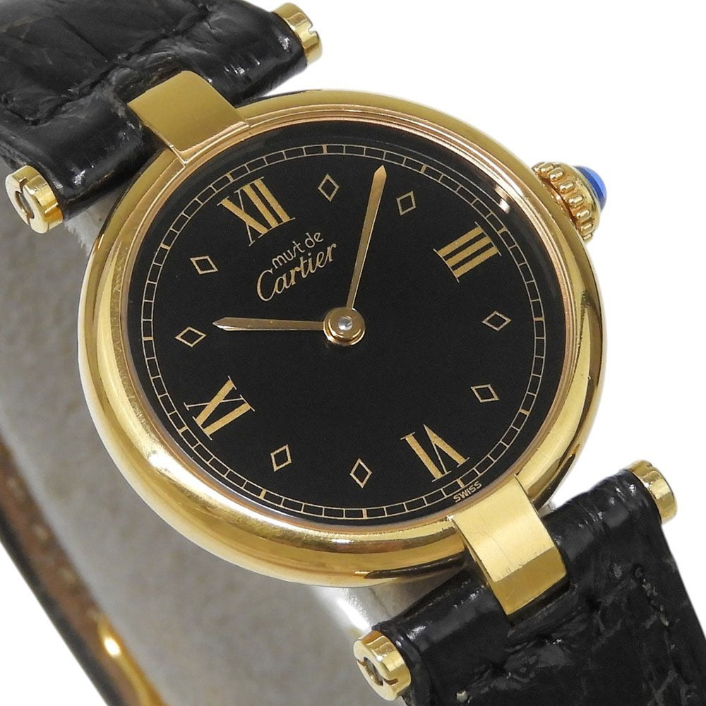 Cartier Must Vendôme Stainless Steel And Leather Watch (Pre-Owned)