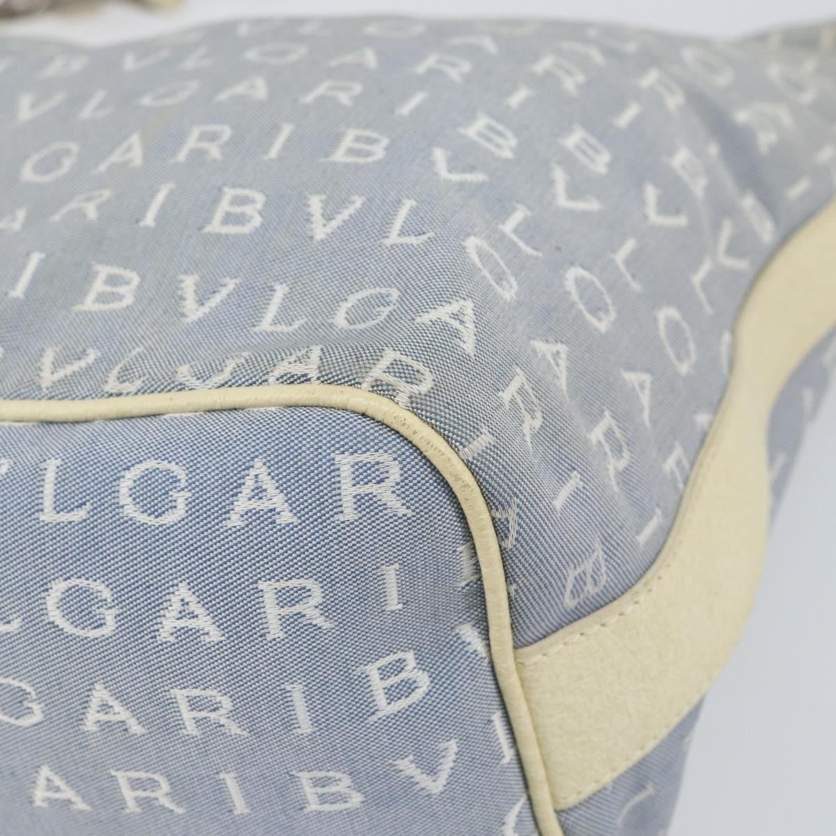 Bvlgari Logomania Canvas With Leather Blue Canvas Shoulder Bag Bag (Pre-Owned)