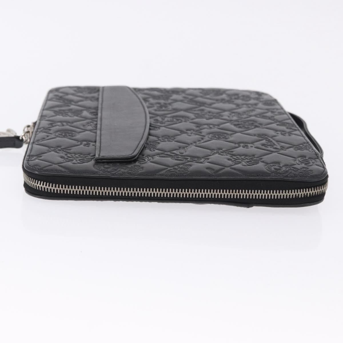 Chanel Zip Around Ipad Case Quilted Lambskin Black Leather Tech Accessory Accessory (Pre-Owned)