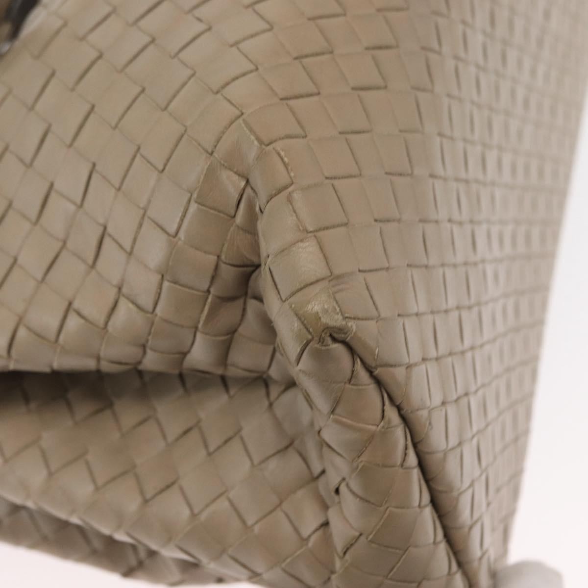 Bottega Veneta Roma Intrecciato Nappa Gray Leather Handbag (Pre-Owned)