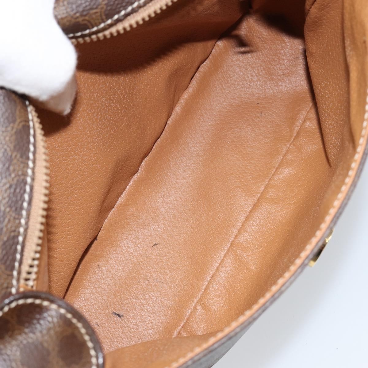 Celine Vintage Macadam Circle Logo Canvas And Leather Brown Canvas Shoulder Bag Bag (Pre-Owned)