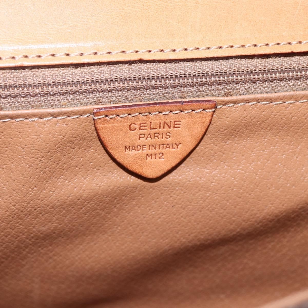 Celine Vintage Macadam Circle Logo Canvas And Leather Brown Canvas Shoulder Bag Bag (Pre-Owned)
