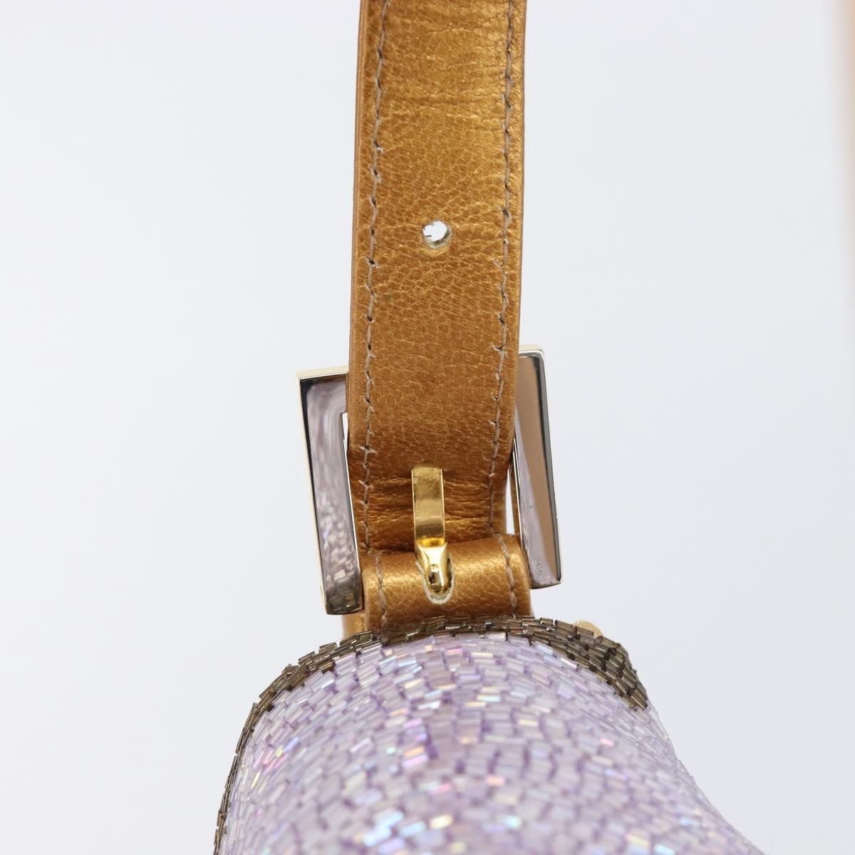 Fendi Baguette Paillettes Embellished Leather Purple Leather Handbag (Pre-Owned)