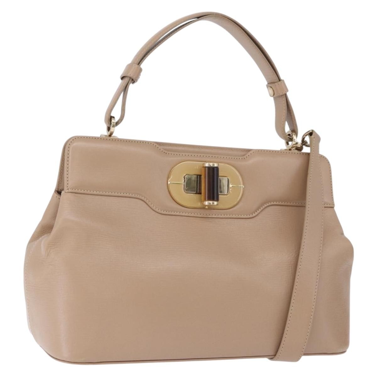 Bvlgari Isabella Rossellini Leather Beige Leather Handbag (Pre-Owned)