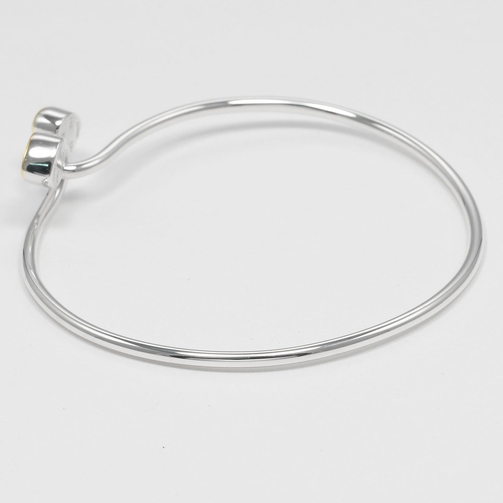 Tiffany & Co. Double Heart Lock Bangle Sterling Silver With 18K Yellow Gold Silver Silver Bracelet Jewelry (Pre-Owned)