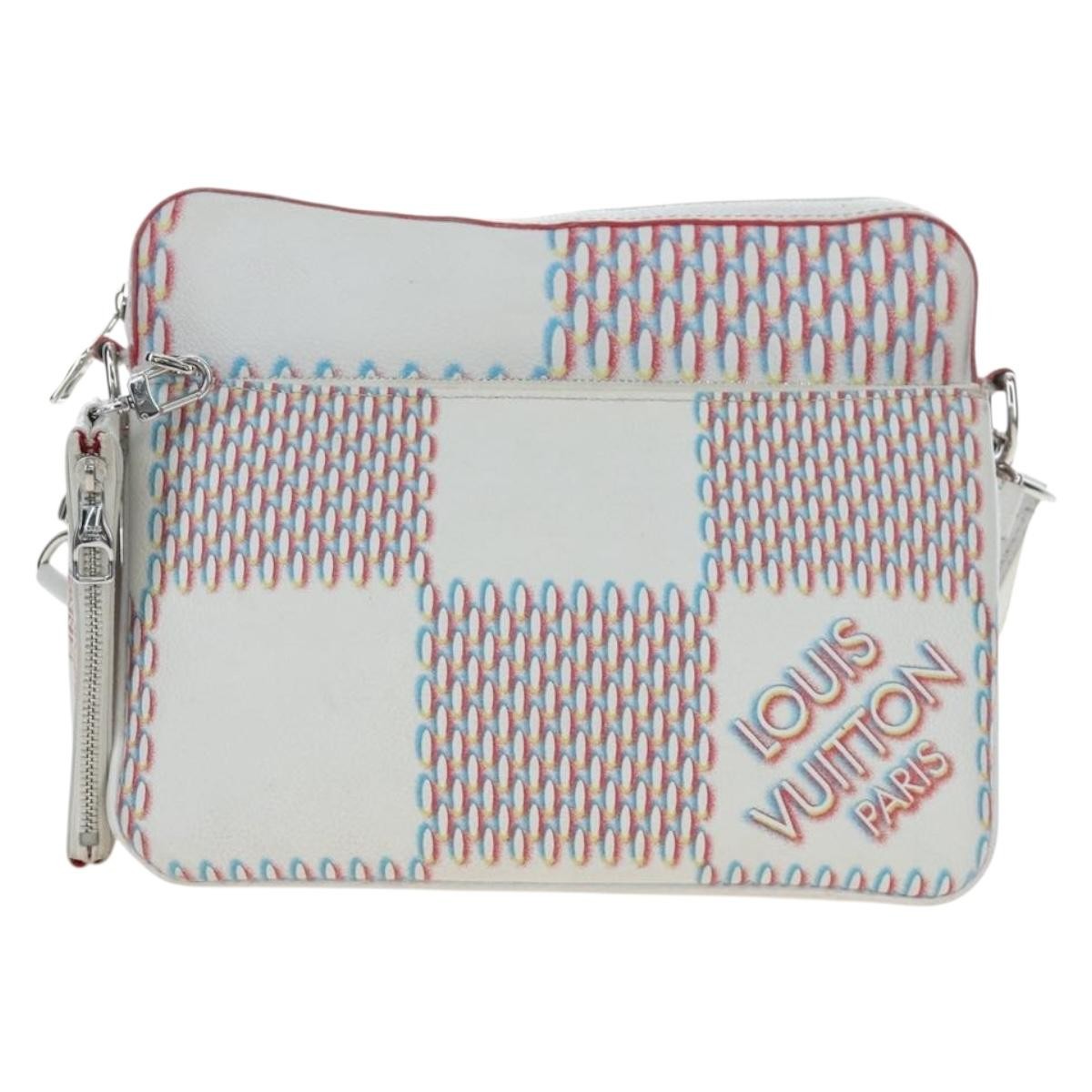 Louis Vuitton Trio Messenger Limited Edition Damier Spray Leather White Canvas Handbag (Pre-Owned)