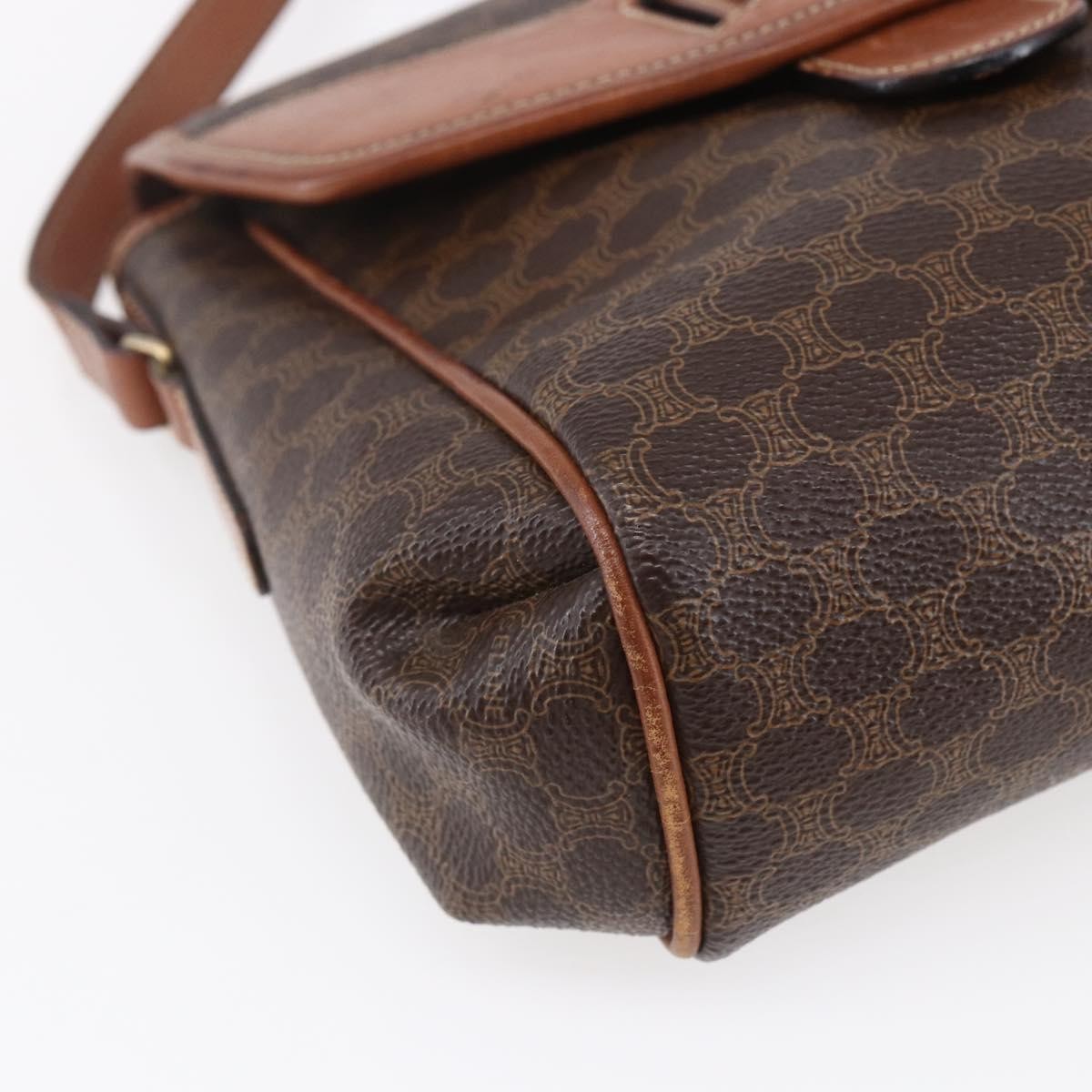 Celine Vintage Macadam Canvas And Leather Brown Canvas Shoulder Bag Bag (Pre-Owned)