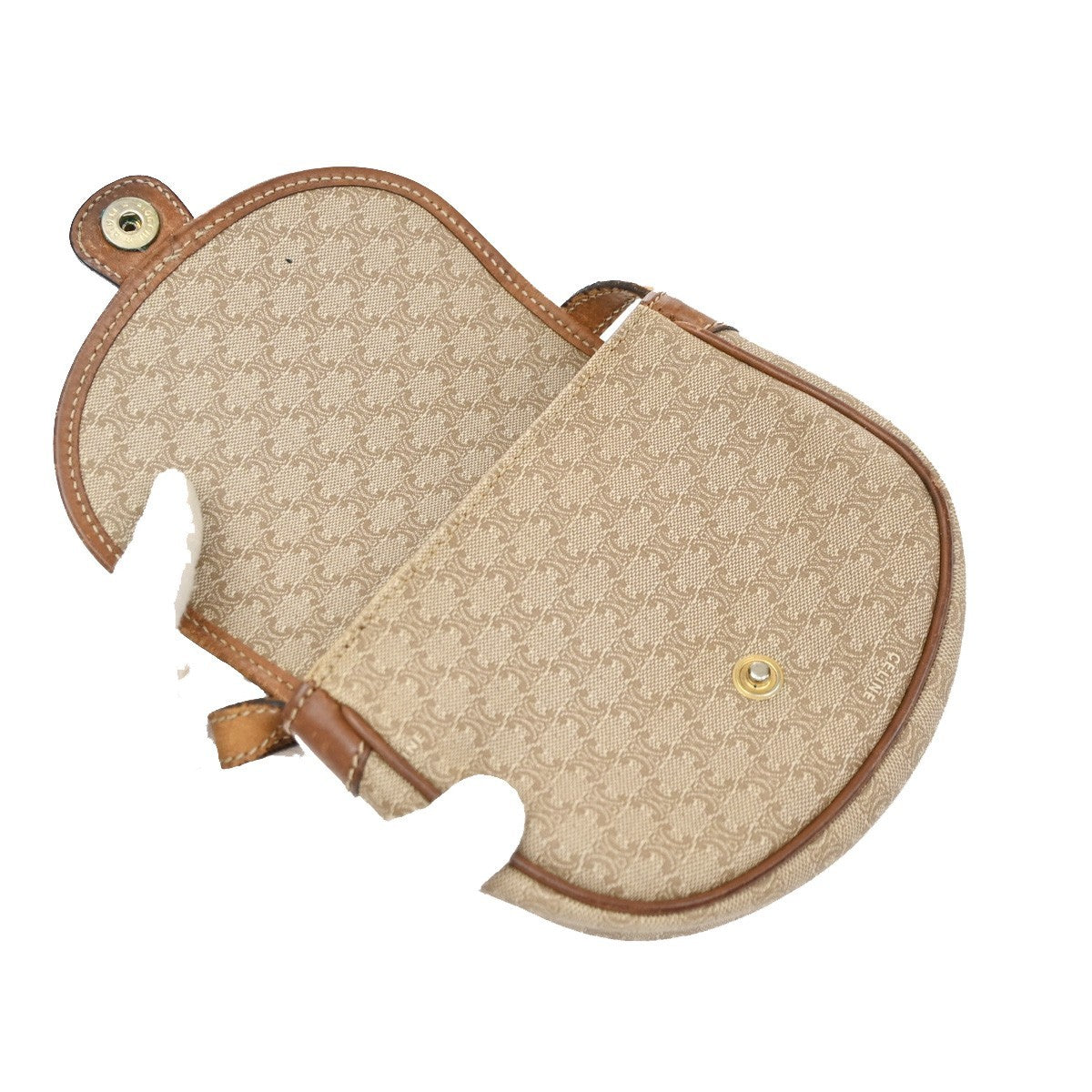 Celine Besace Flap Triomphe Coated Canvas Brown Canvas Handbag (Pre-Owned)