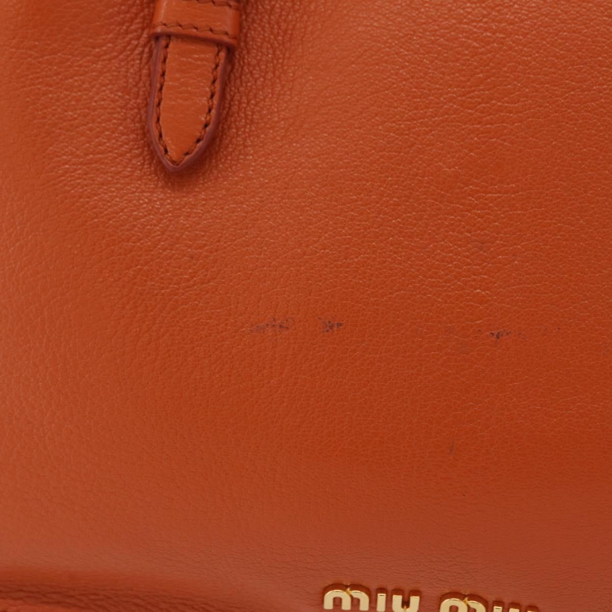 Miu Miu Front Pocket Convertible Satchel Leather Orange Leather Handbag (Pre-Owned)