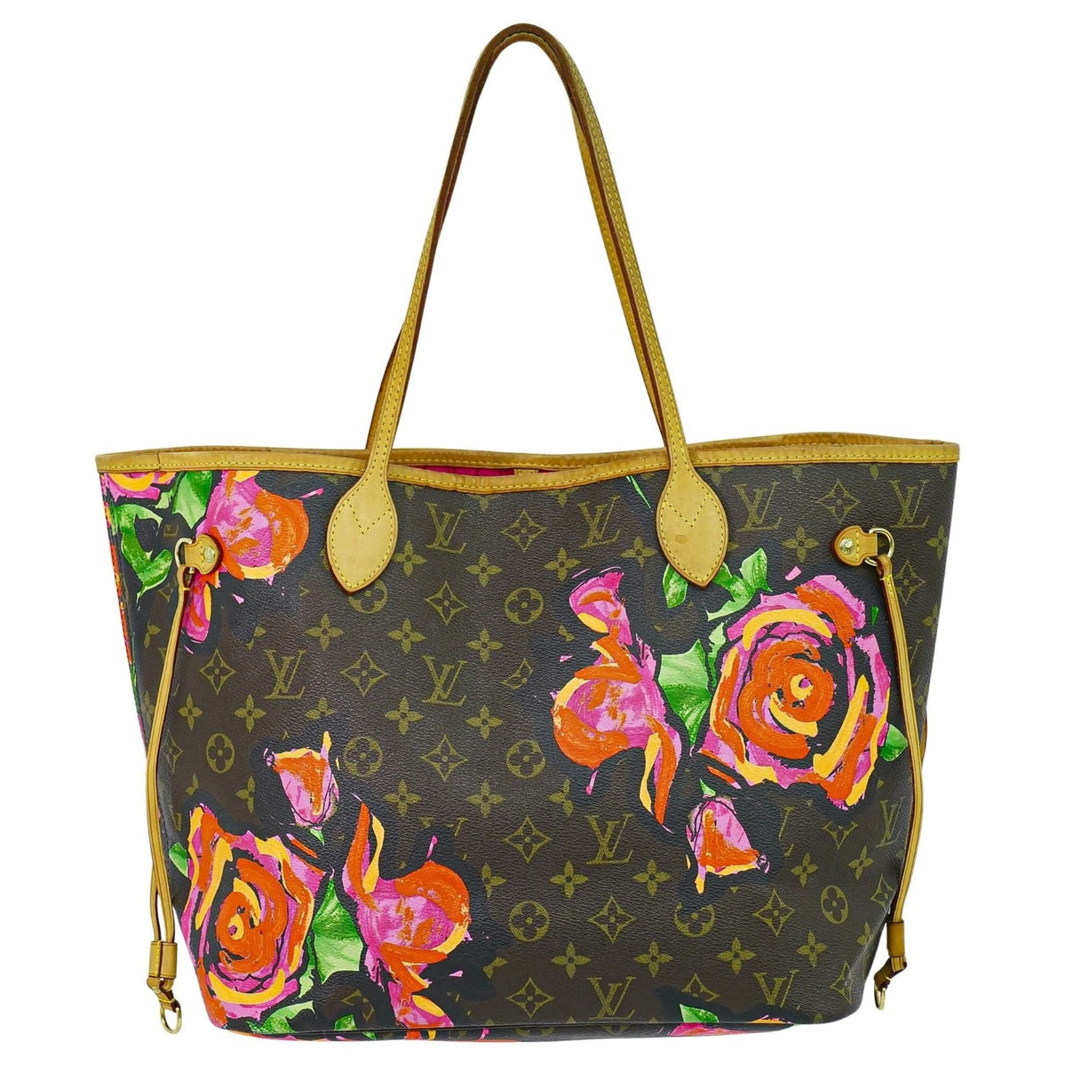 Louis Vuitton Neverfull Limited Edition Monogram Roses Brown Canvas Tote Bag Bag (Pre-Owned)