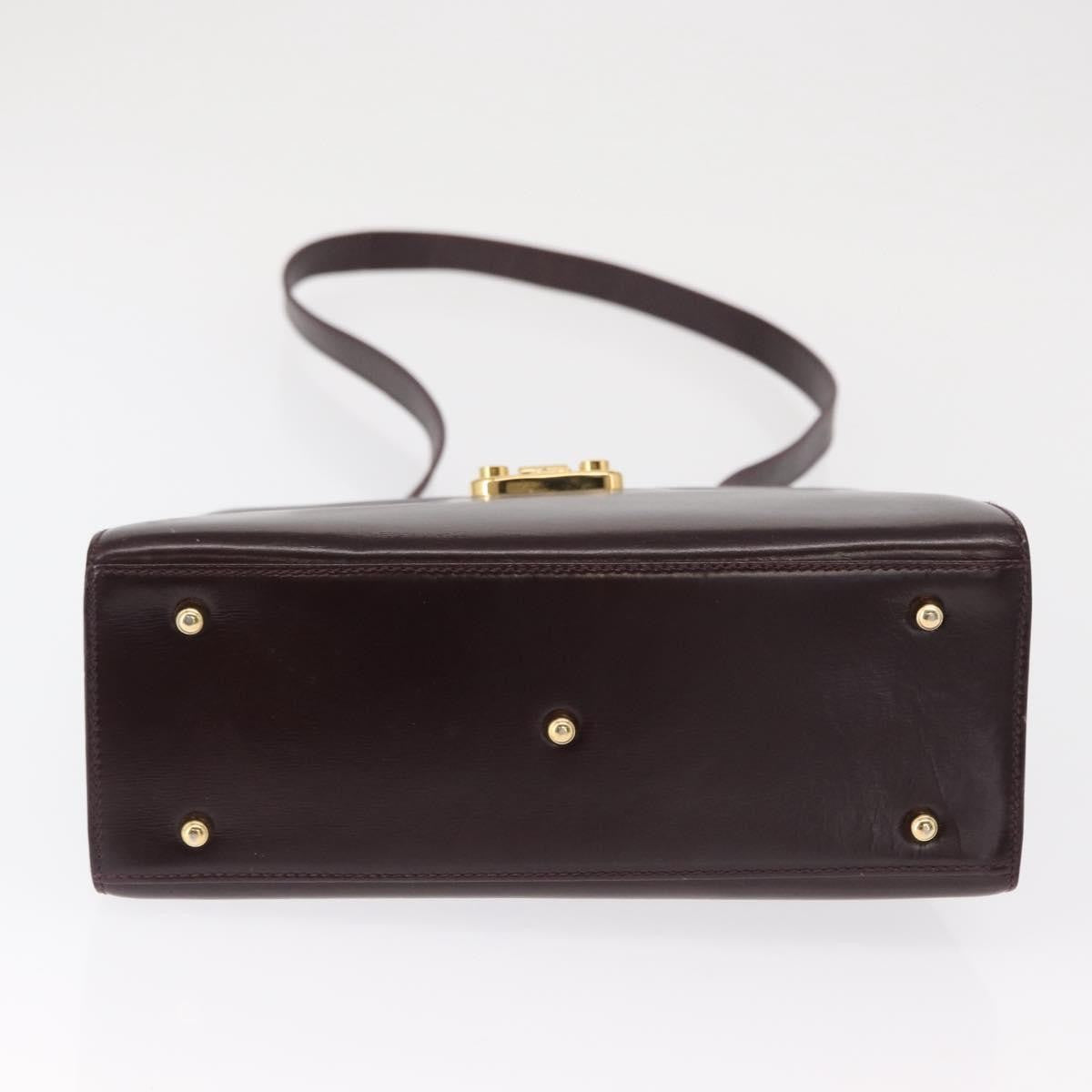 Gucci Vintage Lady Lock Top Handle Leather Burgundy Leather Handbag (Pre-Owned)