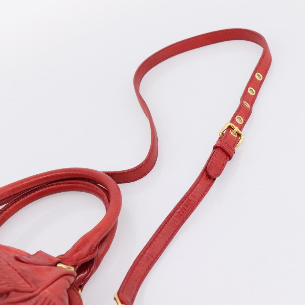Miu Miu Coffer Convertible Satchel Matelasse Leather Red Leather Handbag (Pre-Owned)