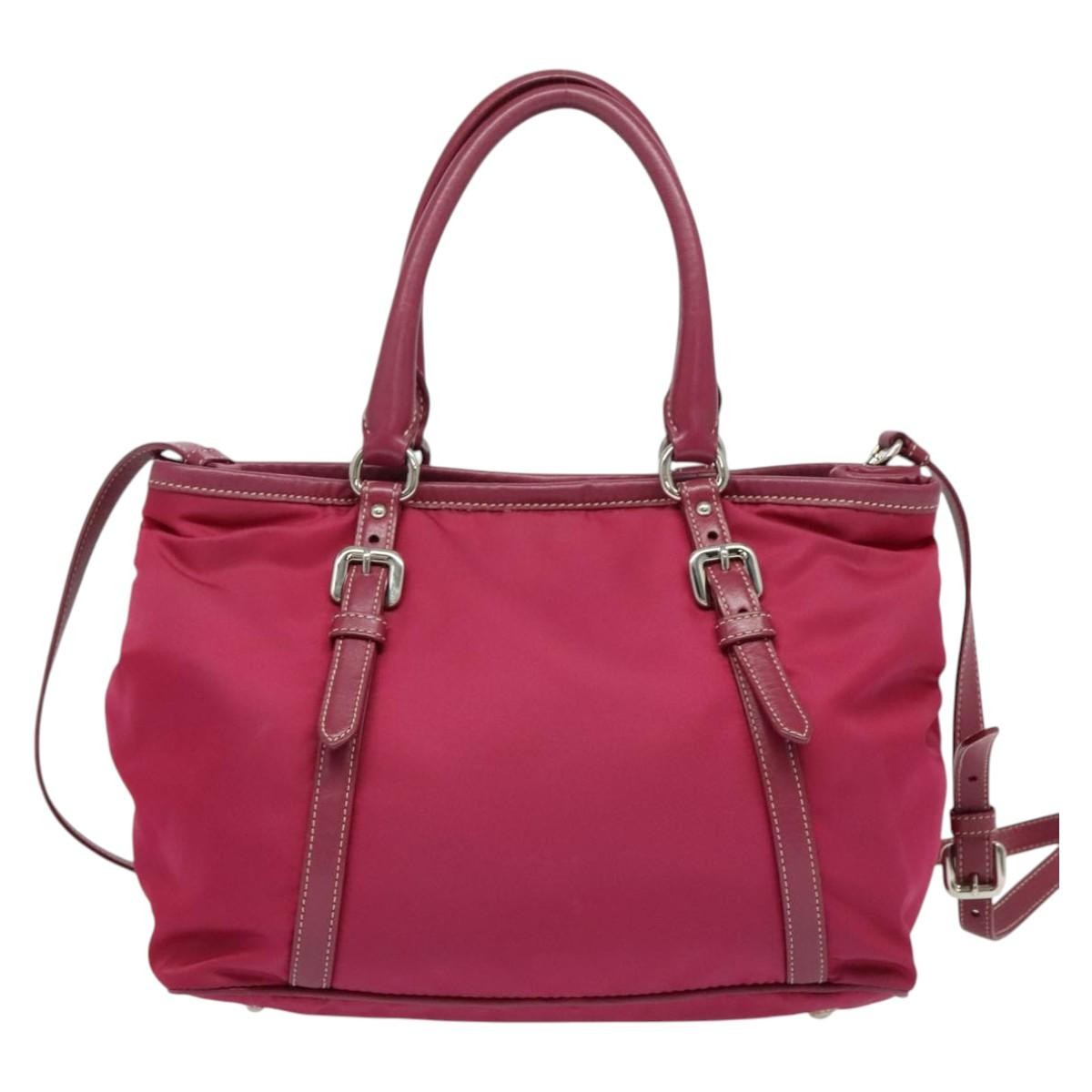 Prada Convertible Belted Hobo Tessuto With Leather Pink Nylon Shoulder Bag Bag (Pre-Owned)