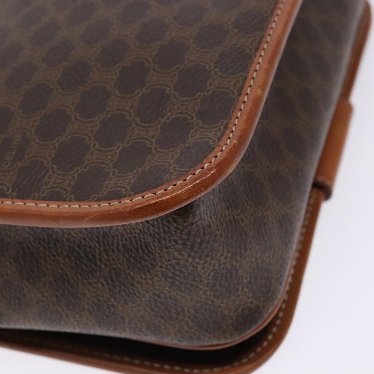 Celine Macadam Shoulder Pvc Leather Brown Canvas Bag (Pre-Owned)