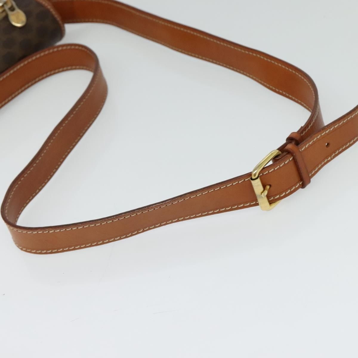Celine Vintage Macadam Canvas And Leather Brown Canvas Shoulder Bag Bag (Pre-Owned)