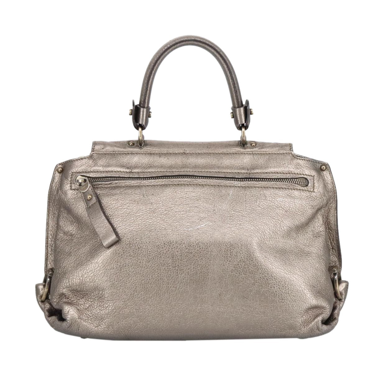 Salvatore Ferragamo Sofia Satchel Leather Silver Leather Handbag (Pre-Owned)