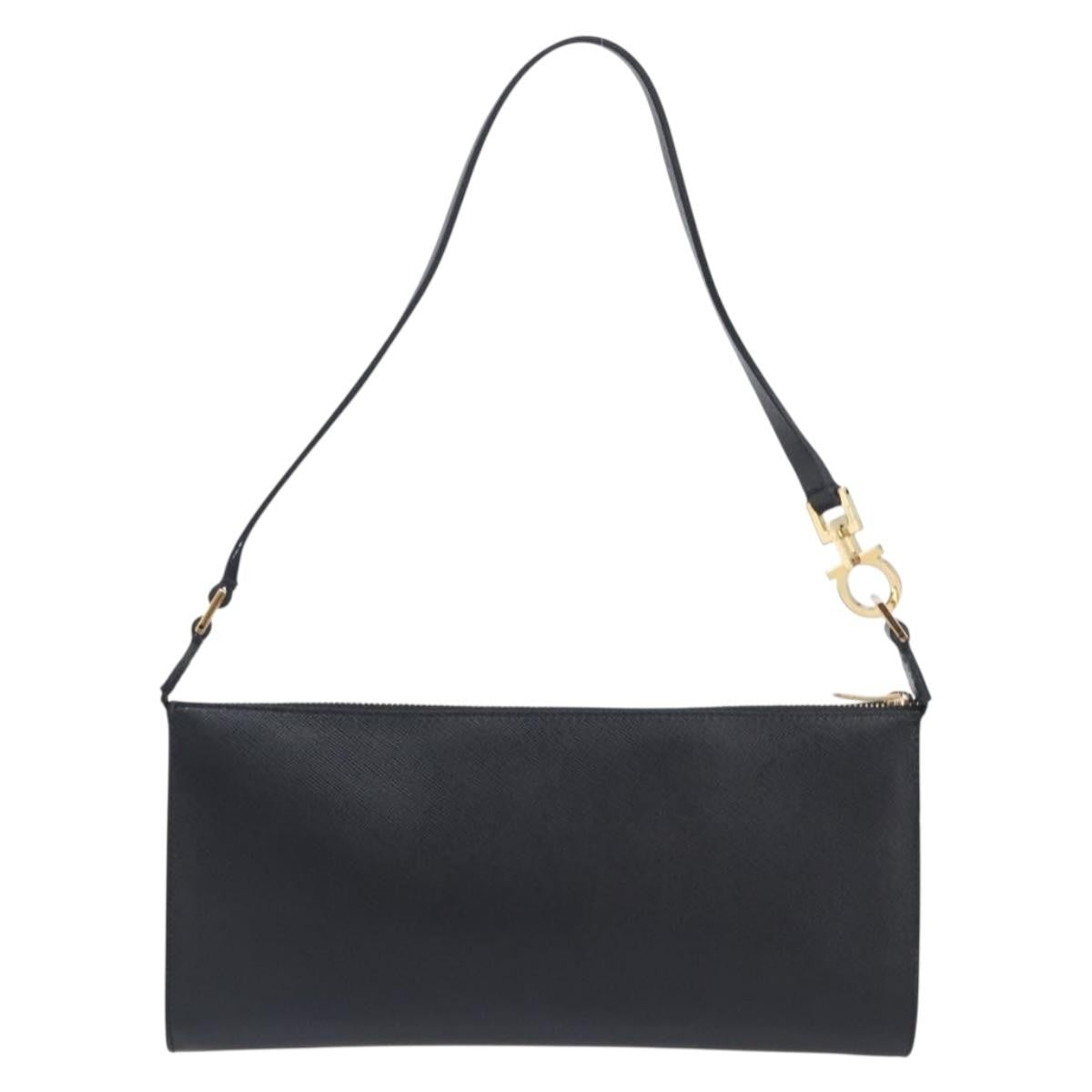 Salvatore Ferragamo Vintage Gancini Pochette Leather Black Leather Clutche & Pouche Bag (Pre-Owned)