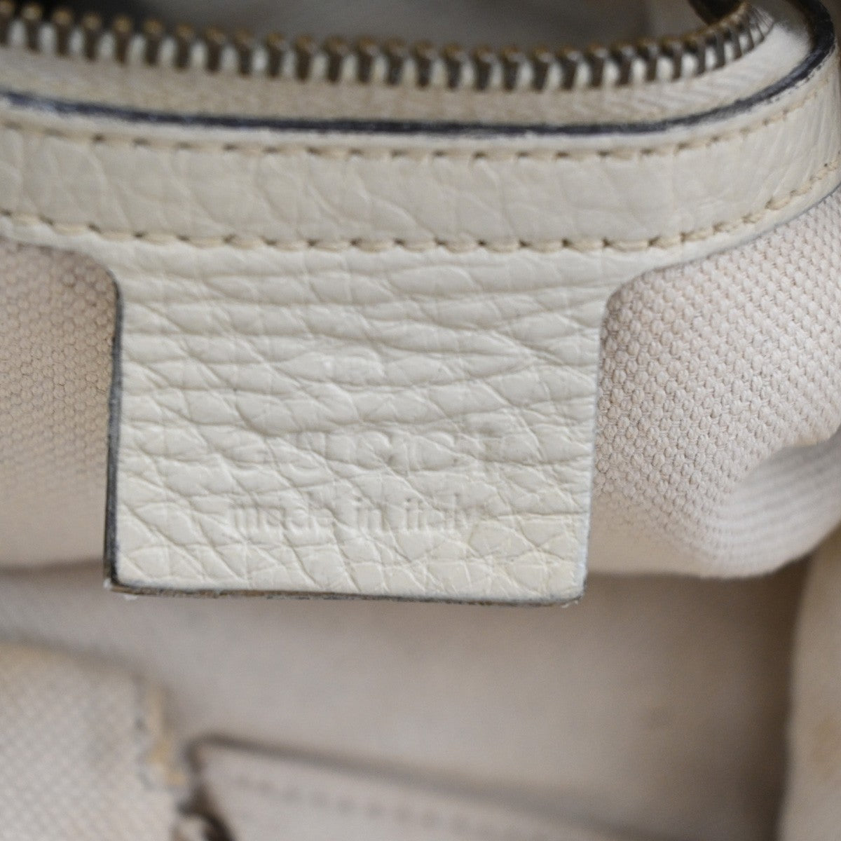 Gucci Twill Satchel Leather White Leather Shoulder Bag Bag (Pre-Owned)