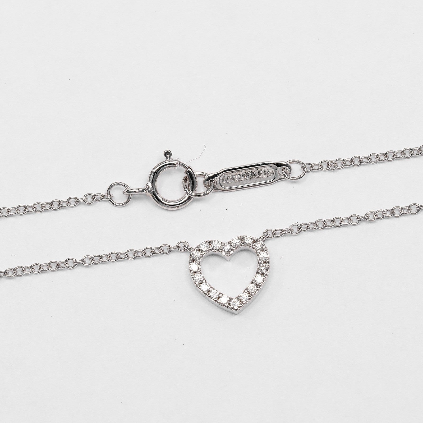 Tiffany & Co. Metro Heart Pendant 18K White Gold And Diamonds Silver White_Gold Necklace Jewelry (Pre-Owned)