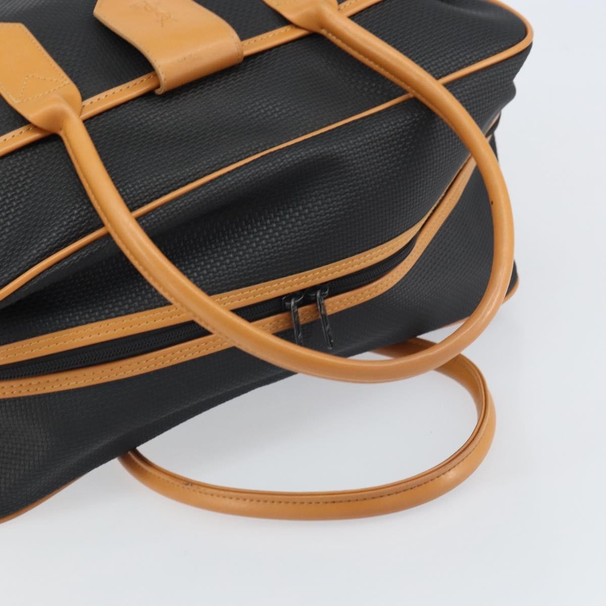 Saint Laurent Vintage Boston Pvc Leather Black Canvas Travel Bag Bag (Pre-Owned)