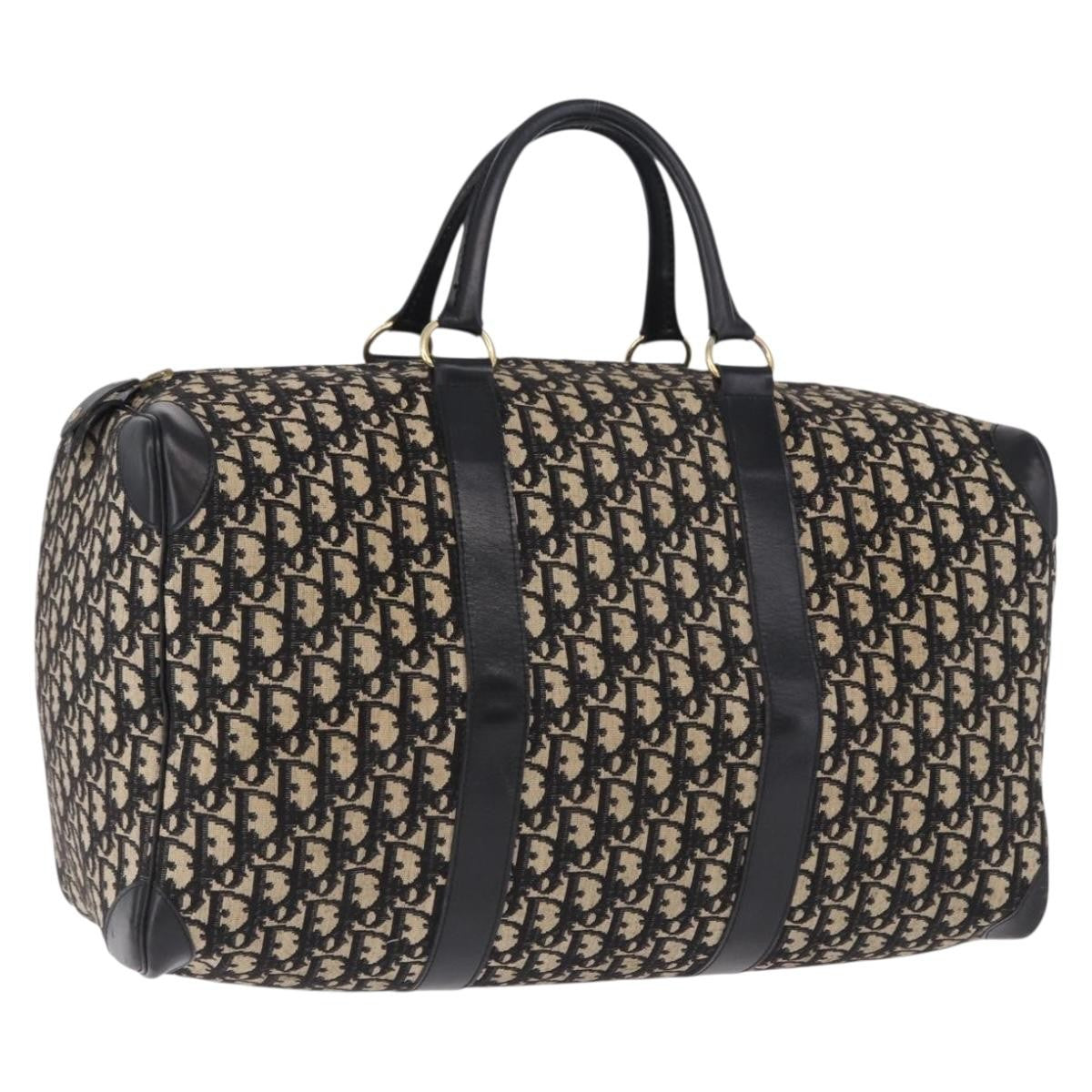 Christian Dior Convertible Boston Oblique Canvas Black Canvas Travel Bag Bag (Pre-Owned)