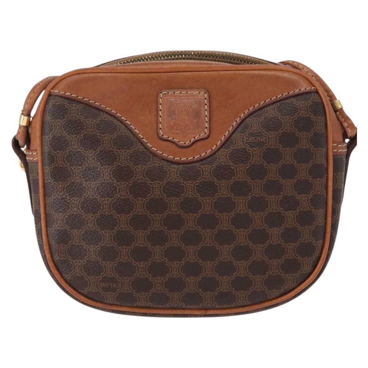 Celine Vintage Macadam Canvas And Leather Brown Canvas Shoulder Bag Bag (Pre-Owned)
