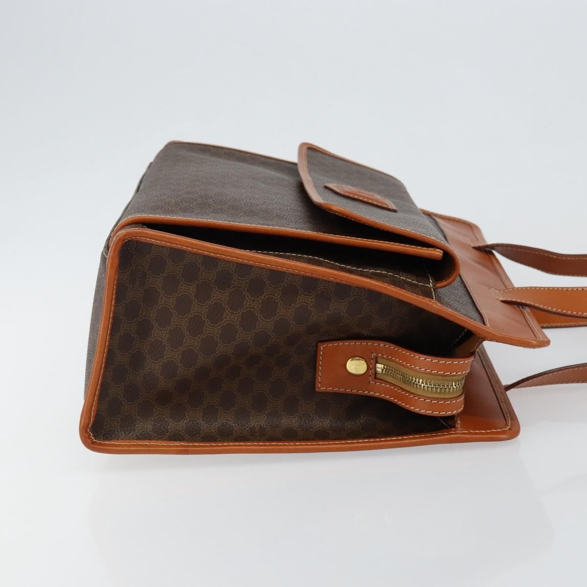 Celine Vintage Macadam Canvas And Leather Brown Canvas Tote Bag Bag (Pre-Owned)