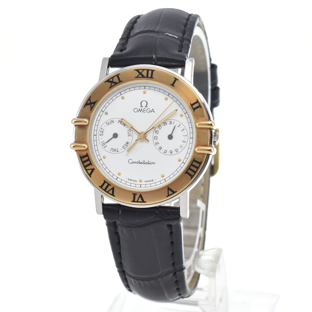 Omega Constellation Day Date Quartz Stainless Steel And Yellow Gold Watch (Pre-Owned)