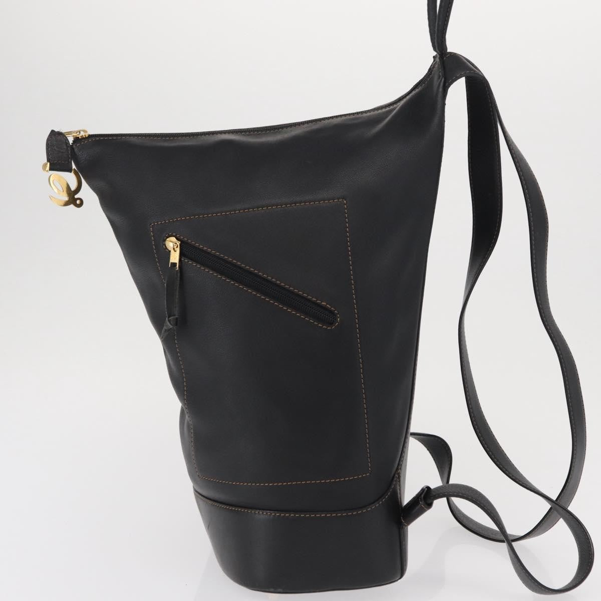 Loewe Anton Leather Black Leather Backpack Bag (Pre-Owned)
