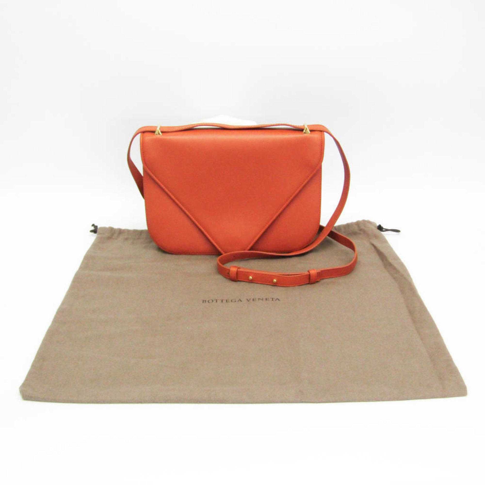 Bottega Veneta Mount Leather Orange Leather Shoulder Bag Bag (Pre-Owned)