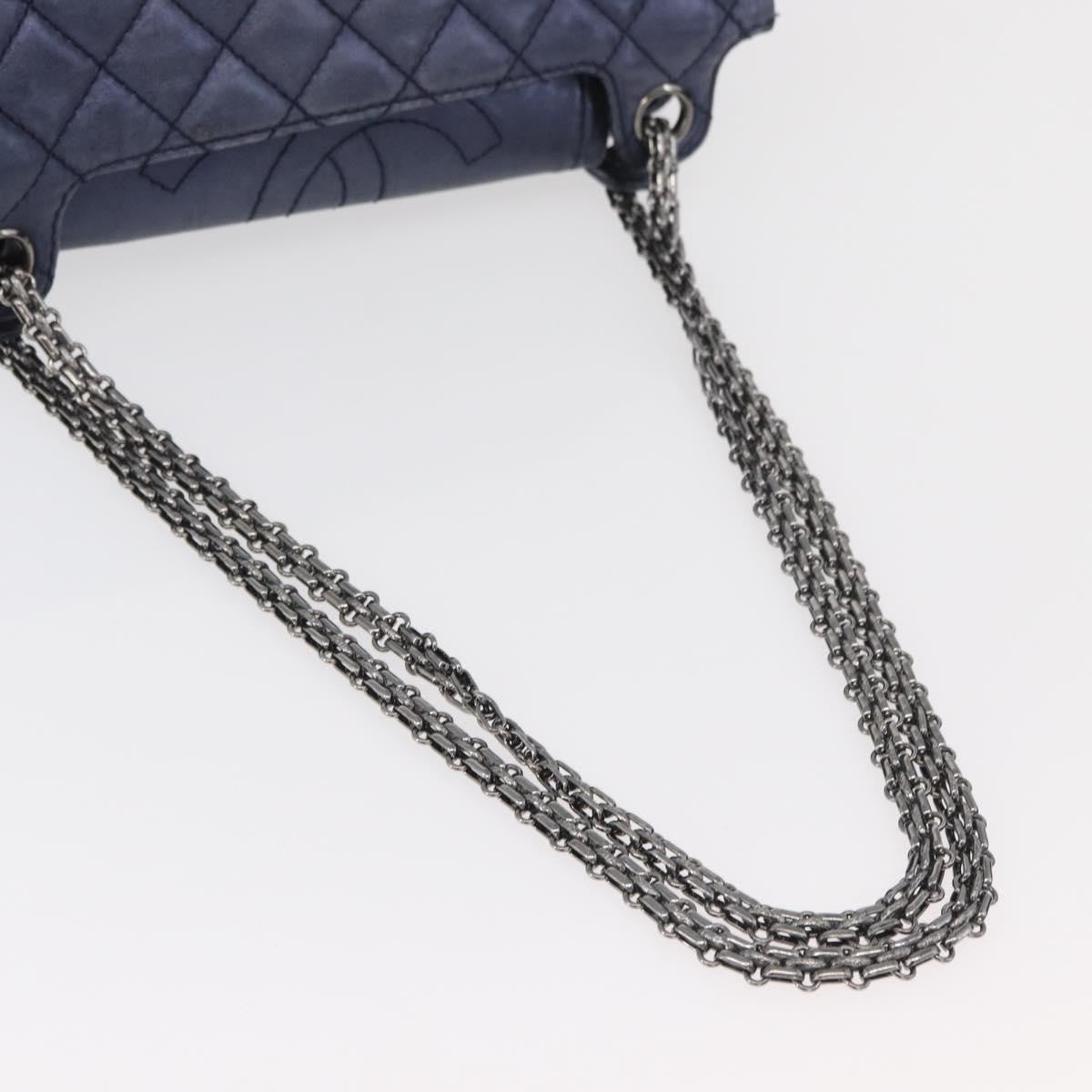 Chanel Accordion Reissue Flap Quilted Calfskin Blue Leather Shoulder Bag Bag (Pre-Owned)