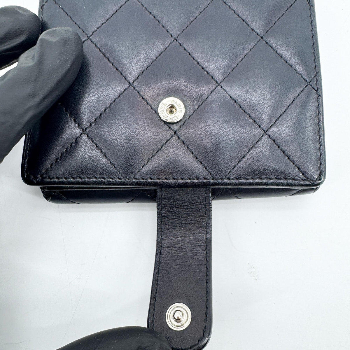 Chanel Cambon Trifold Quilted Lambskin Black Leather Wallets Accessory (Pre-Owned)