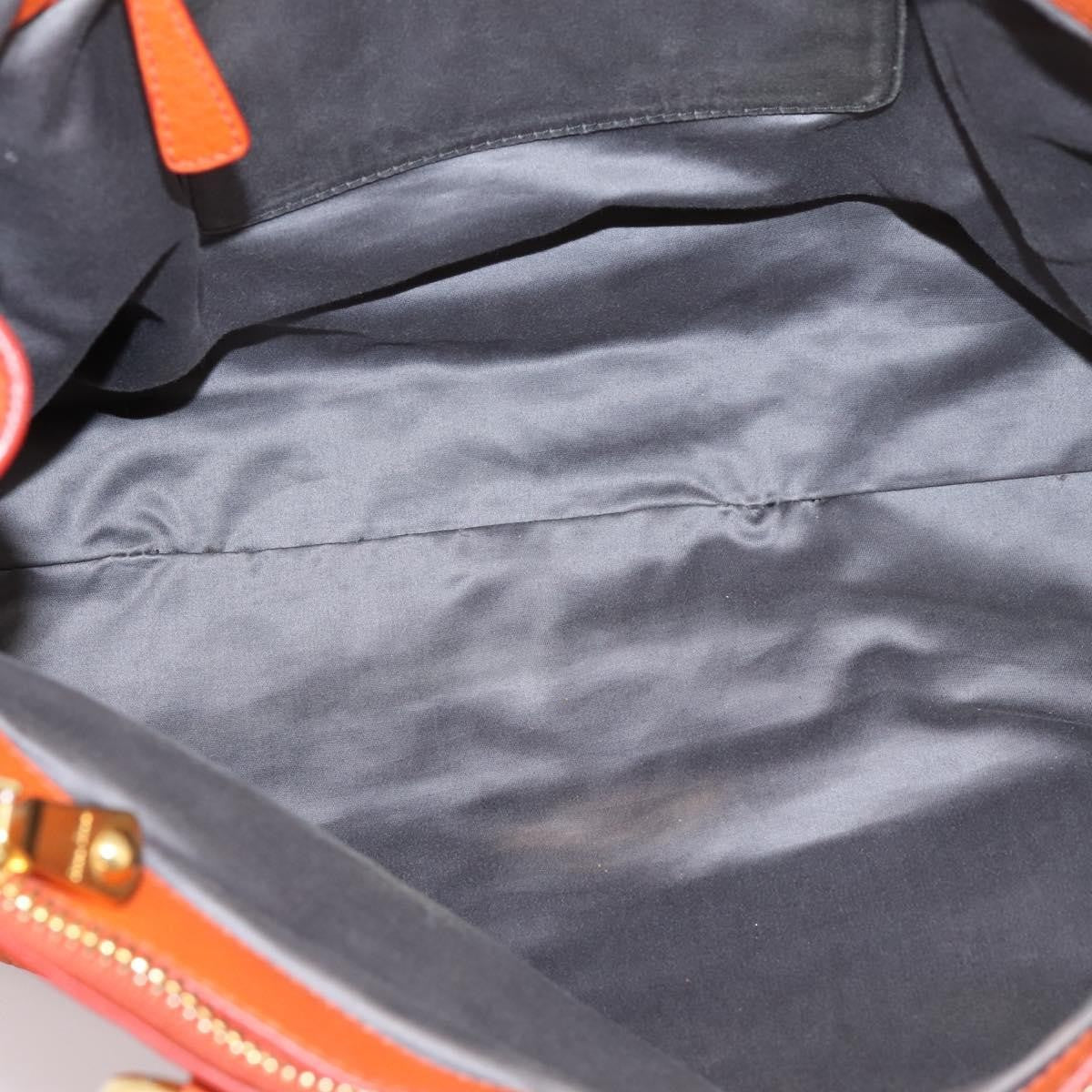 Miu Miu Caribou Convertible Tote Leather Orange Leather Handbag (Pre-Owned)