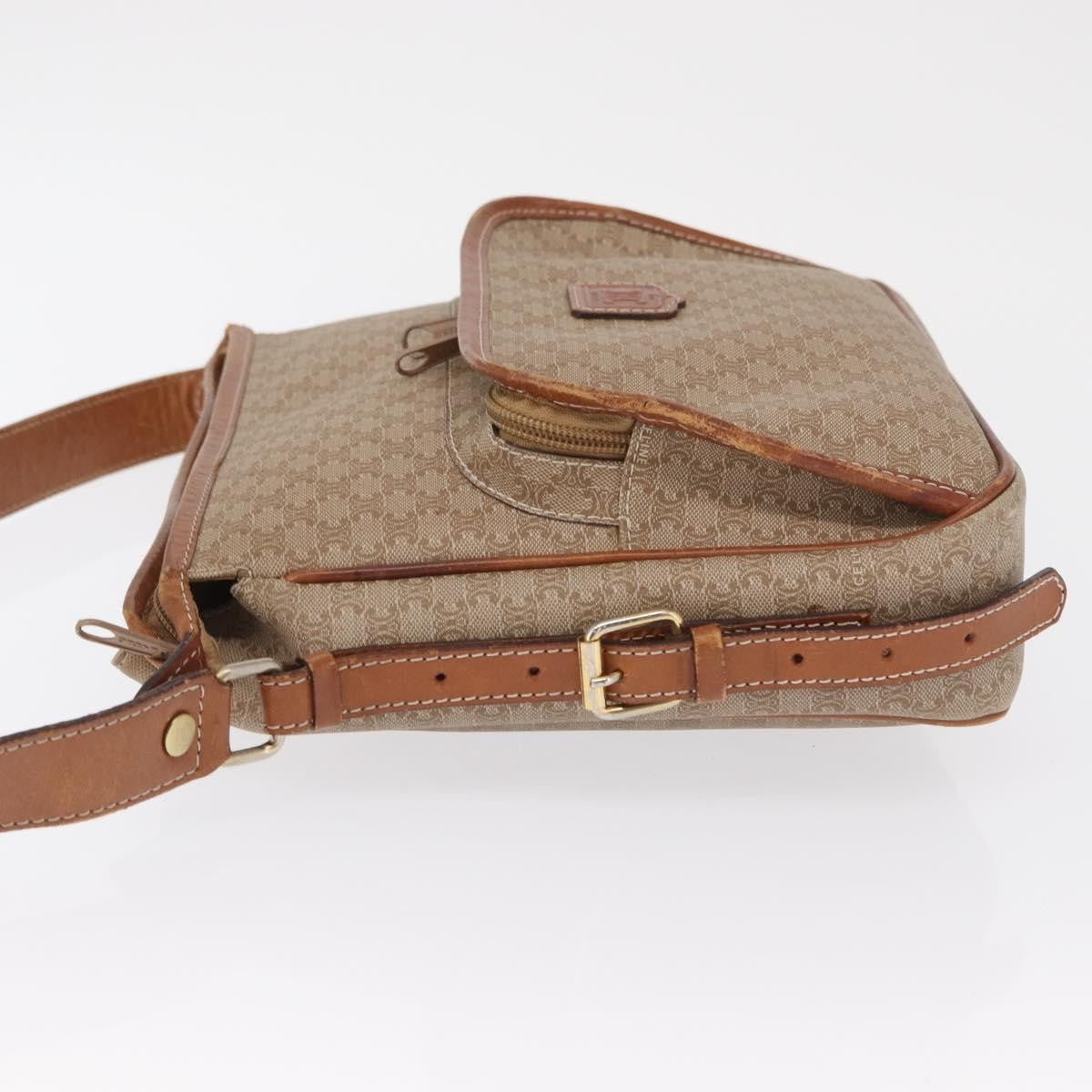 Celine Vintage Macadam Canvas And Leather Beige Canvas Shoulder Bag Bag (Pre-Owned)