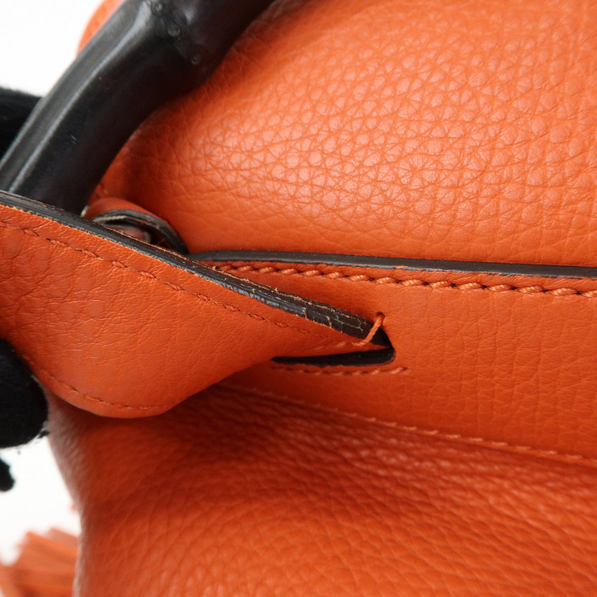 Gucci Bamboo Tassel Leather Orange Leather Backpack Bag (Pre-Owned)
