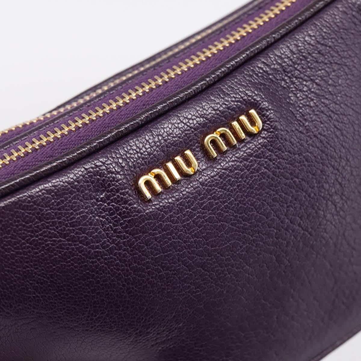 Miu Miu Double Zip Pochette Leather Purple Leather Clutche & Pouche Bag (Pre-Owned)