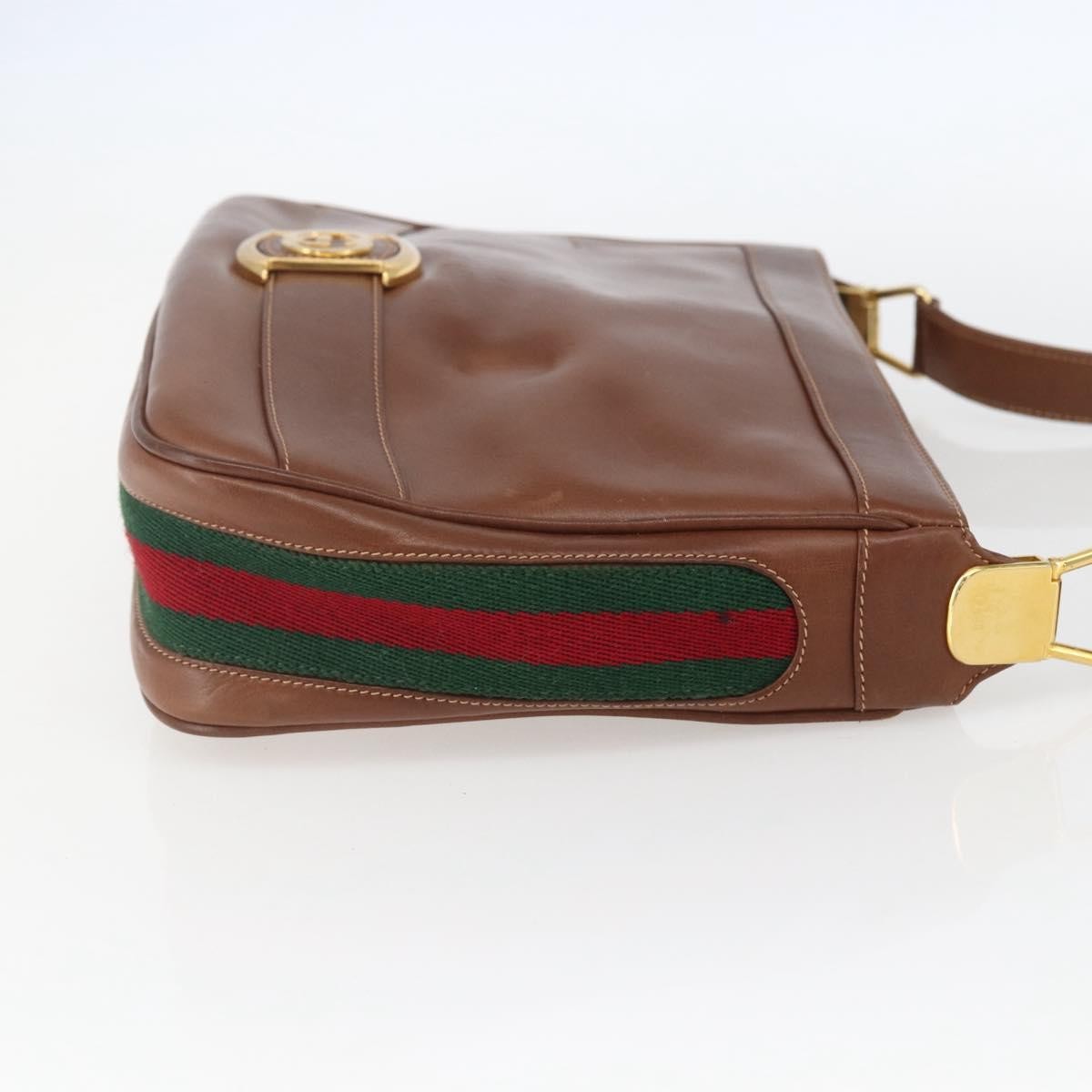 Gucci Sherry Line Shoulder Leather Brown Leather Shoulder Bag Bag (Pre-Owned)