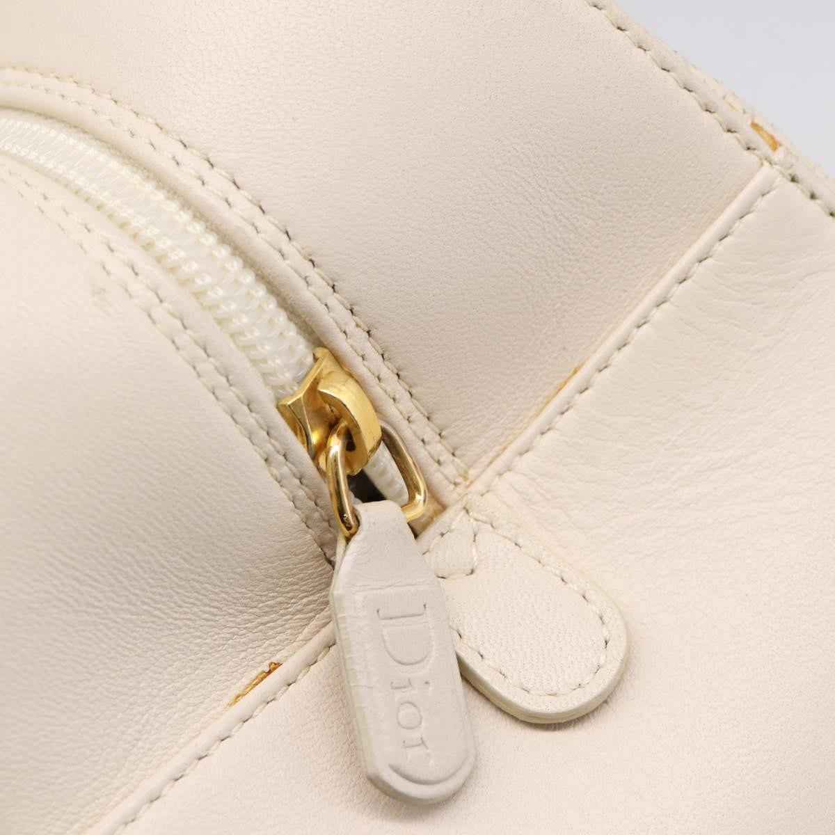 Christian Dior Vintage Leather White Leather Tote Bag Bag (Pre-Owned)
