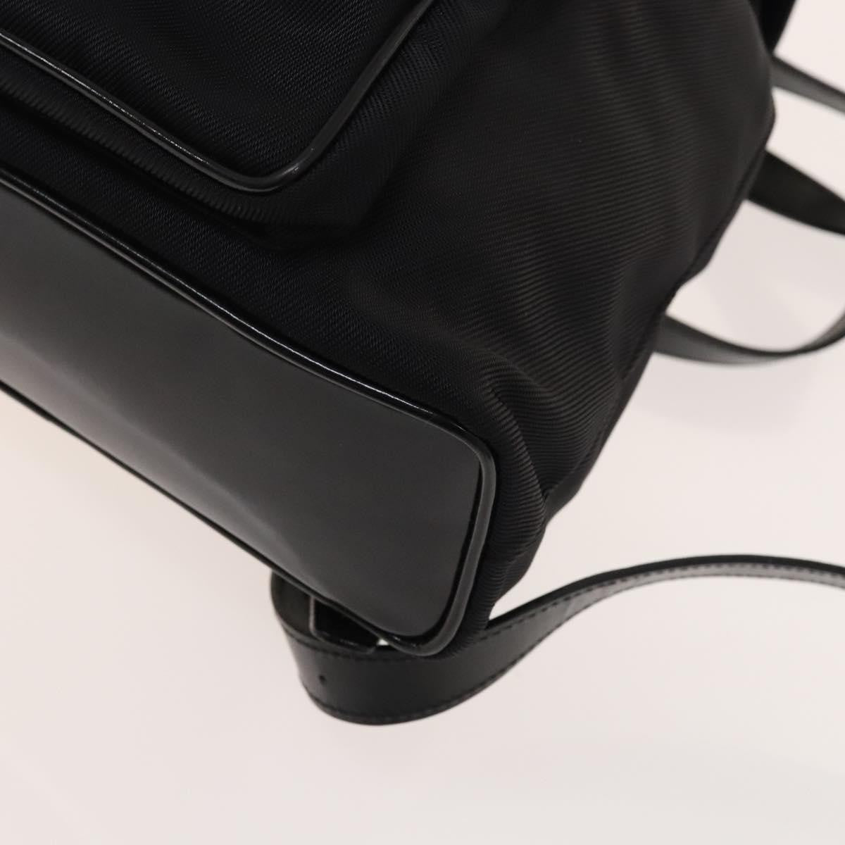 Gucci Vintage Bamboo Nylon And Patent Leather Black Nylon Backpack Bag (Pre-Owned)