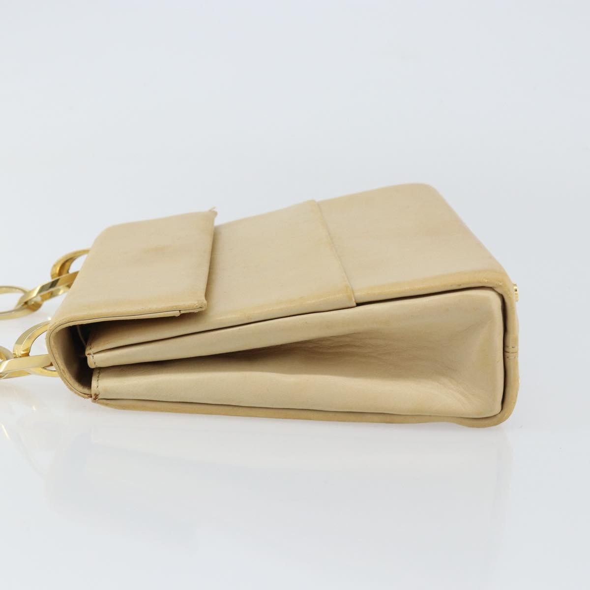 Salvatore Ferragamo Vintage Chain Leather Beige Leather Handbag (Pre-Owned)