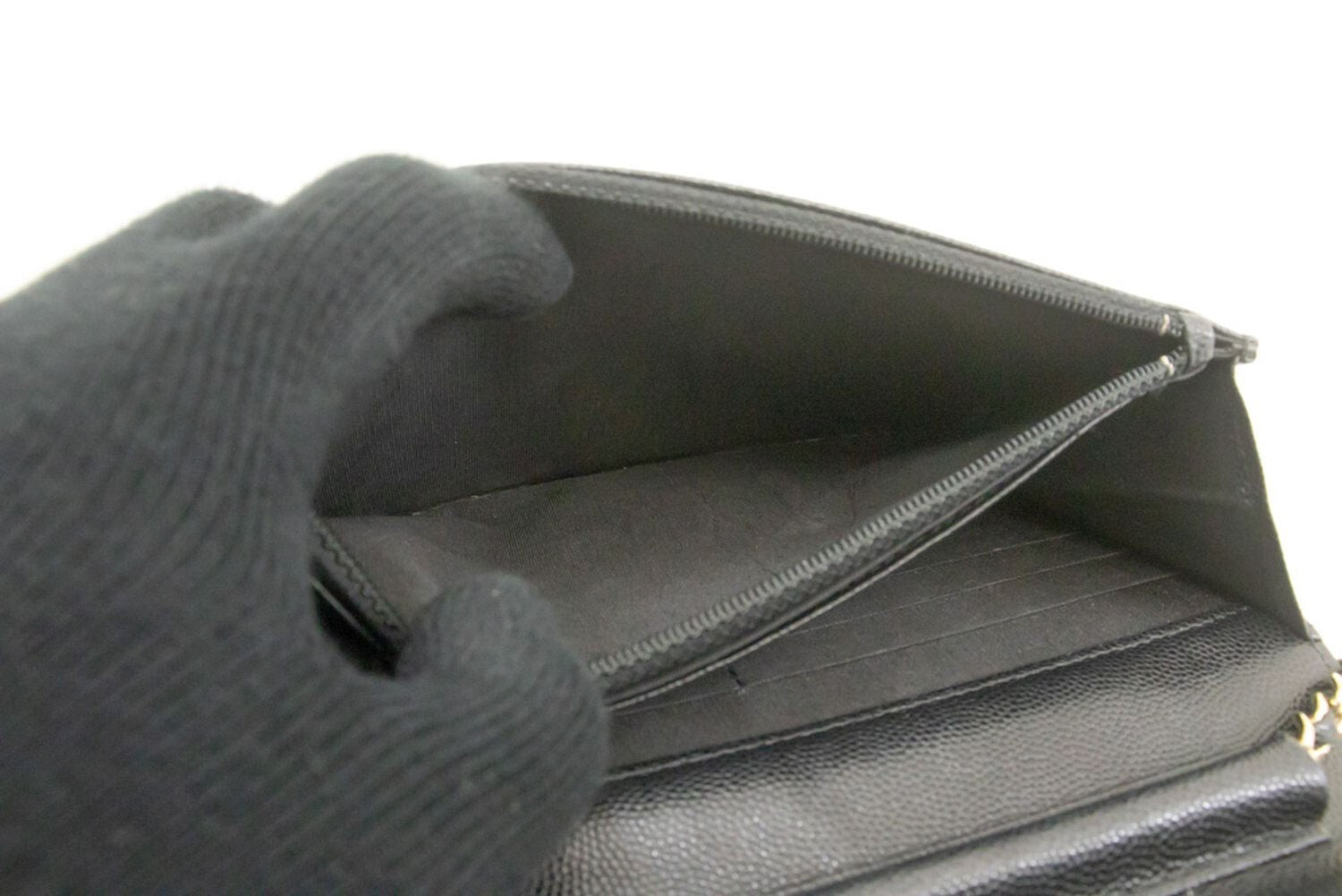 Chanel Boy Wallet On Chain Quilted Caviar Black Calfskin Wallets Accessory (Pre-Owned)