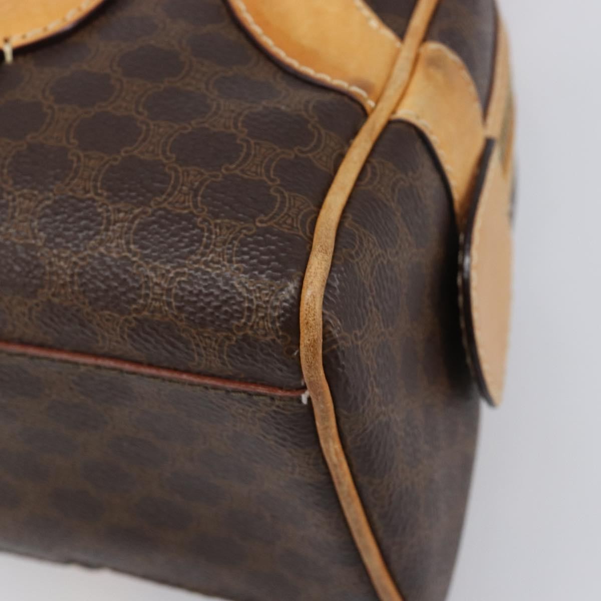 Celine Vintage Shoulder Bag Macadam Canvas & Leather Brown Pvc Shoulder Bag Bag (Pre-Owned)
