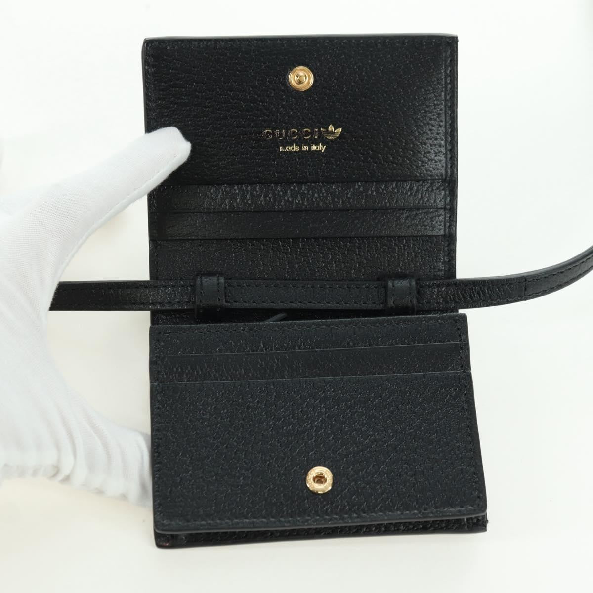Gucci X Adidas Horsebit Flap Card Case On Strap Leather Black Leather Crossbody Bag Bag (Pre-Owned)
