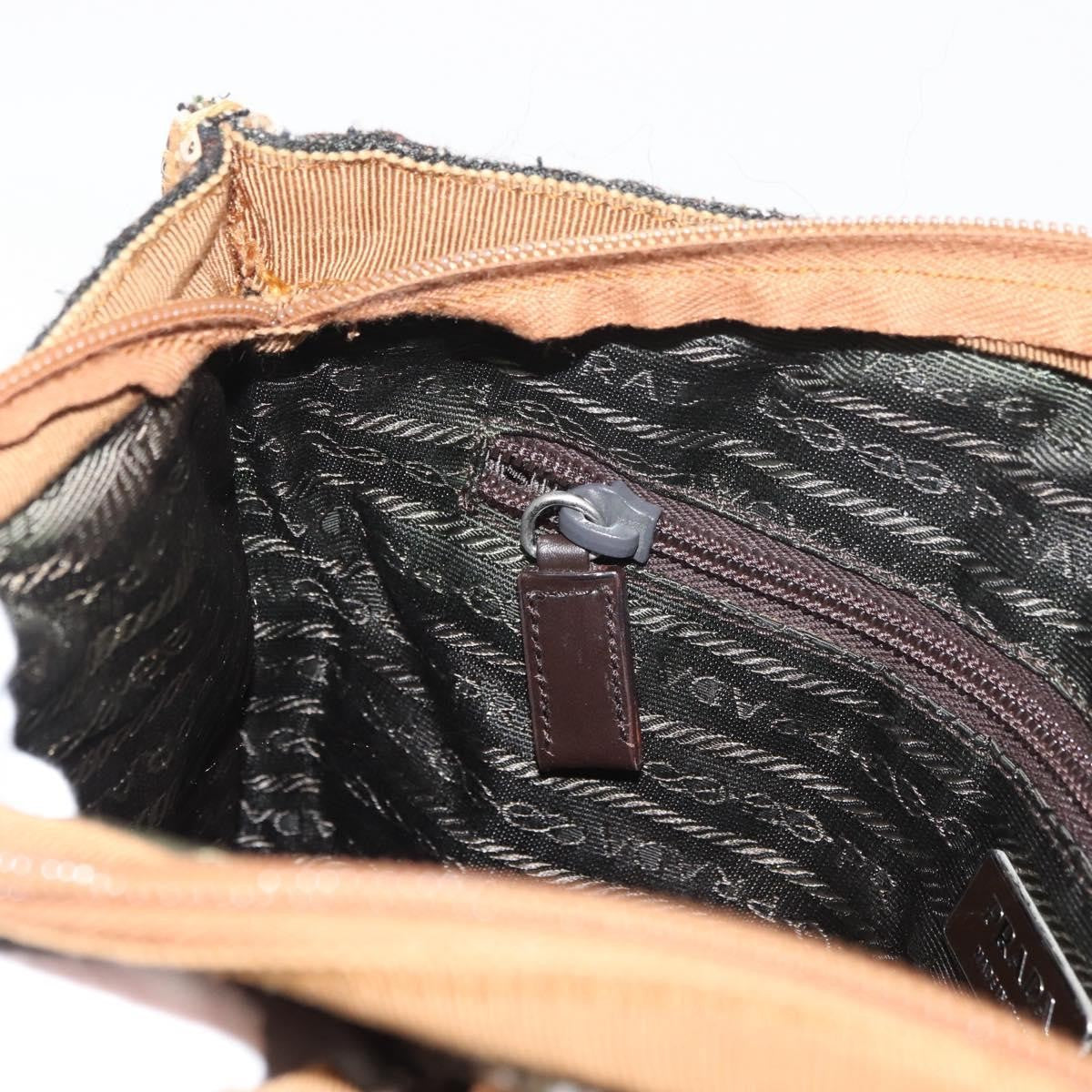 Prada Convertible Open Tweed Brown Canvas Tote Bag Bag (Pre-Owned)