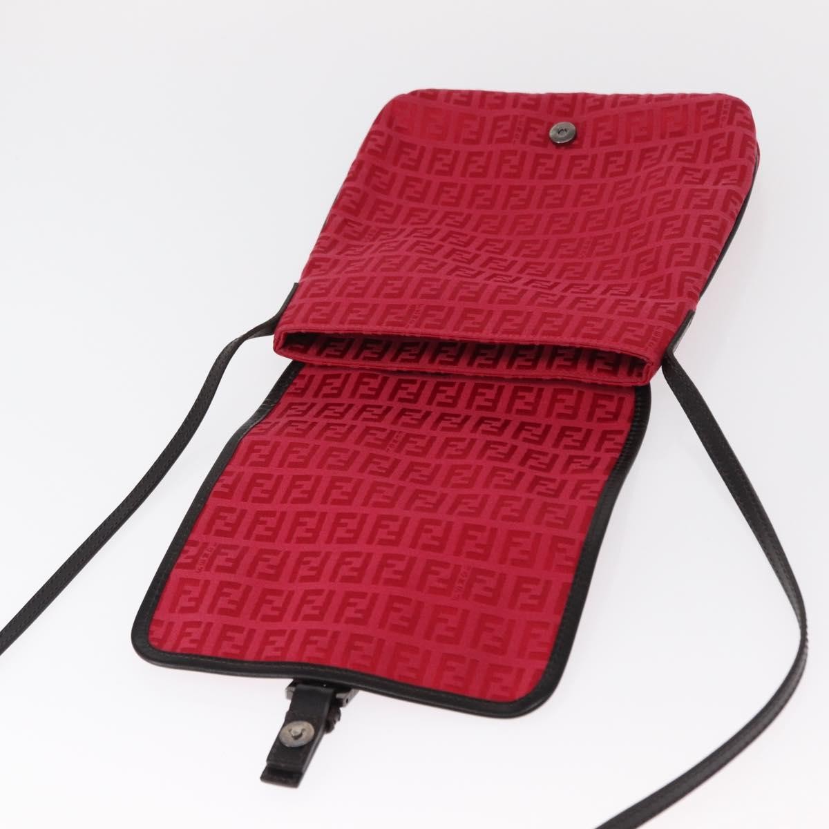 Fendi Vintage Flap Zucchino Canvas Red Canvas Shoulder Bag Bag (Pre-Owned)